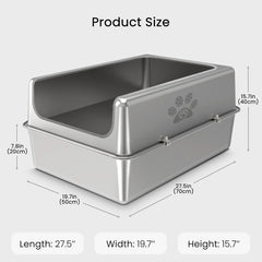 PWTAA enclosed stainless steel litter box lid; leak-proof design.