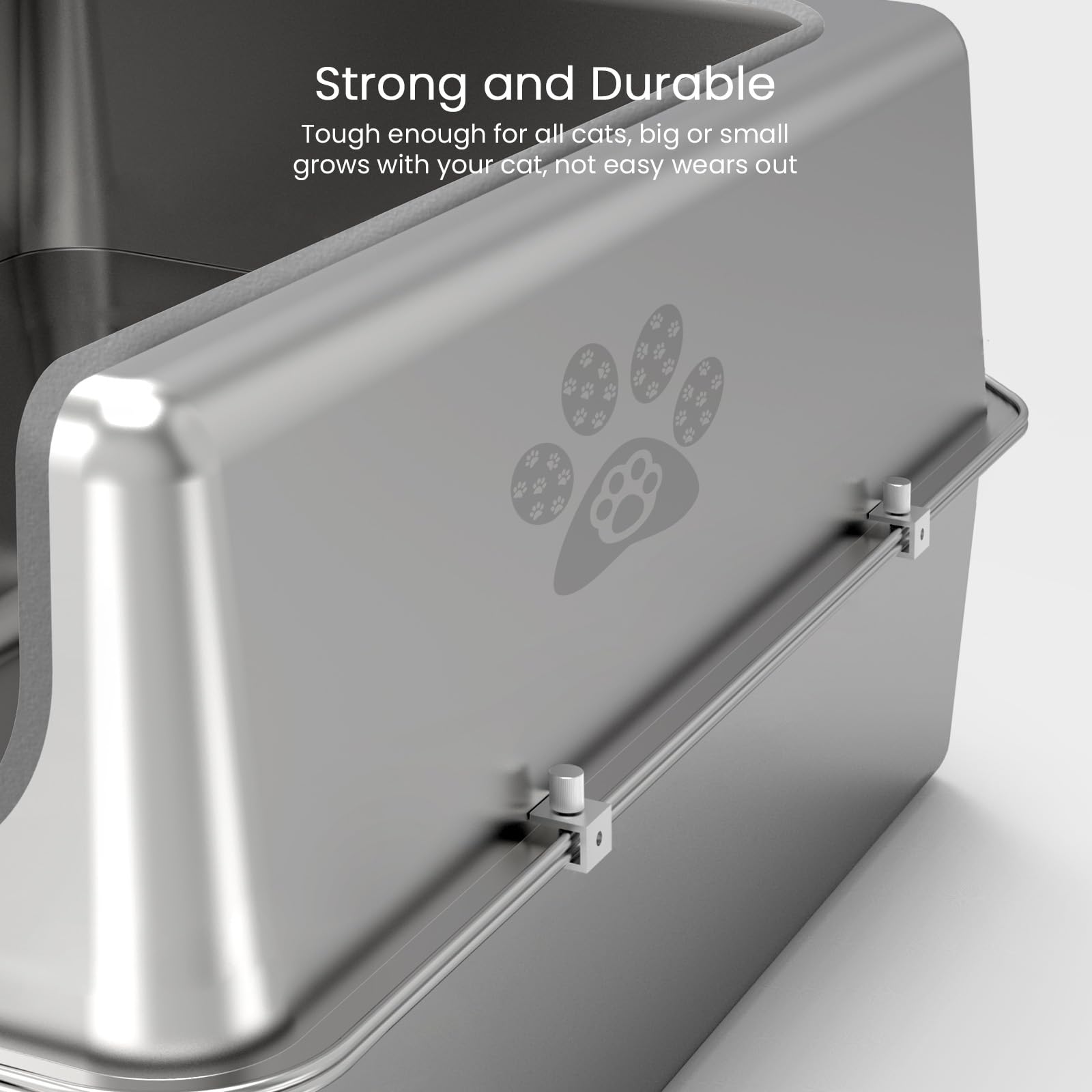 PWTAA litter mat included with enclosed stainless steel litter box.