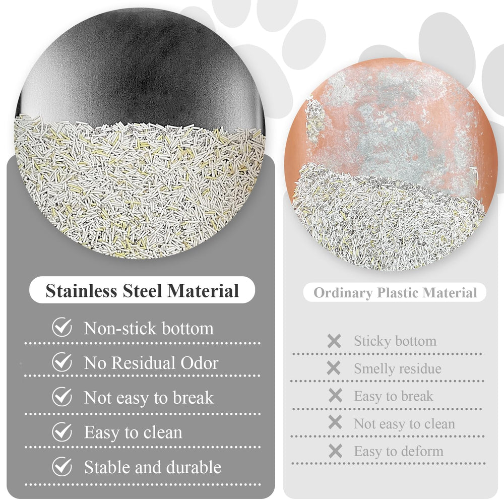 PWTAA stainless steel litter box anti-slip bottom keeps the pan steady during use