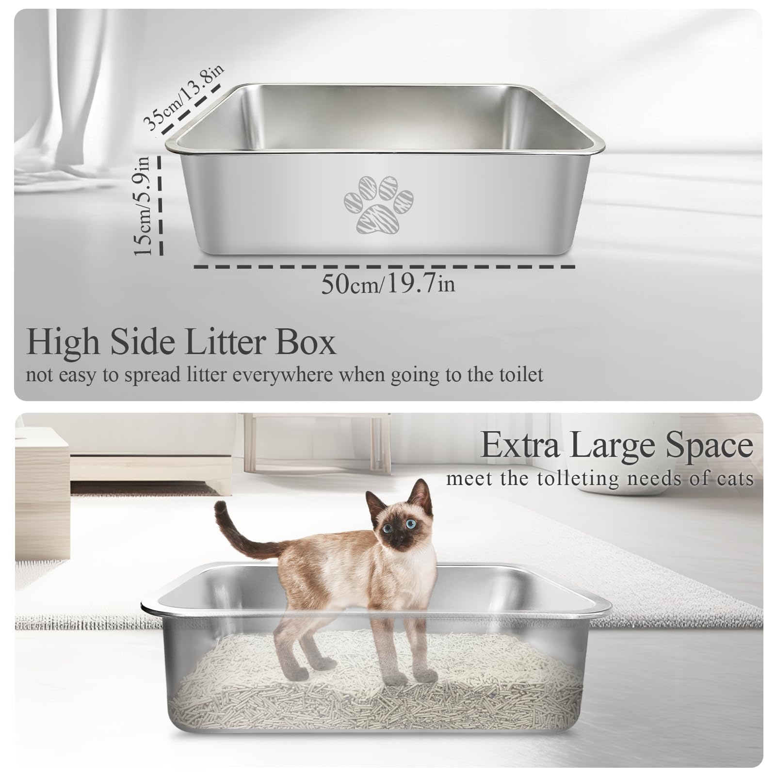 PWTAA high-side design helps contain litter and reduce spray during use