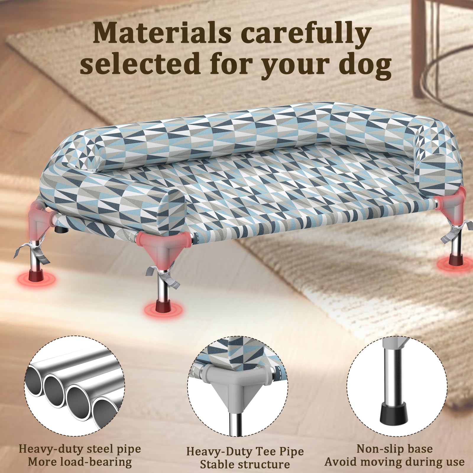 Pyowmgd orthopedic dog bed easy-assembly instructions illustration.