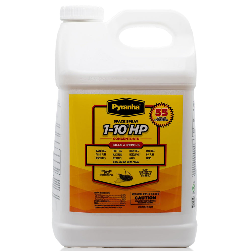 Pyranha 1-10 HP concentrate bottle closeup for barn fly control