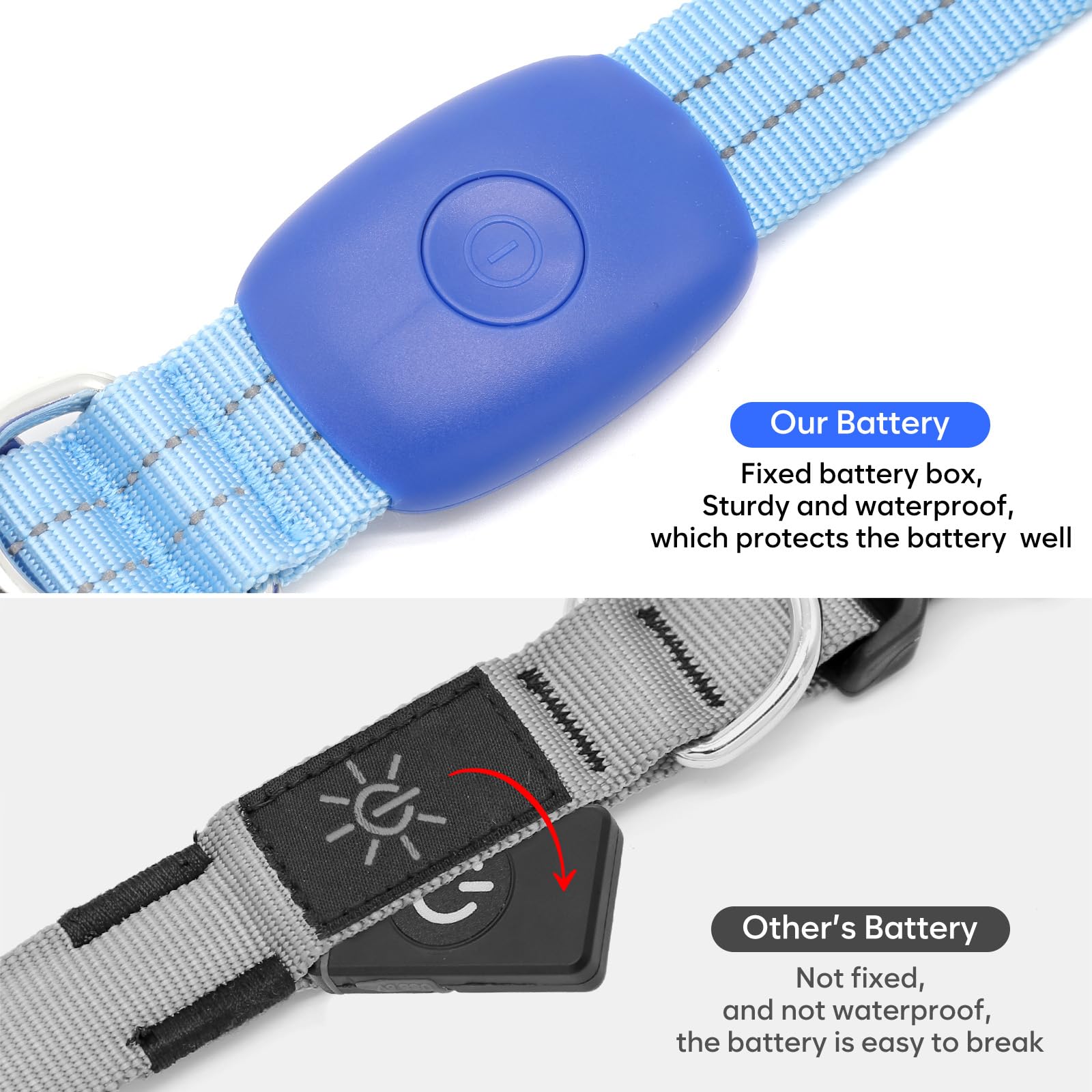 PZRLit adjustable dog collar blue fit for small to large dogs.