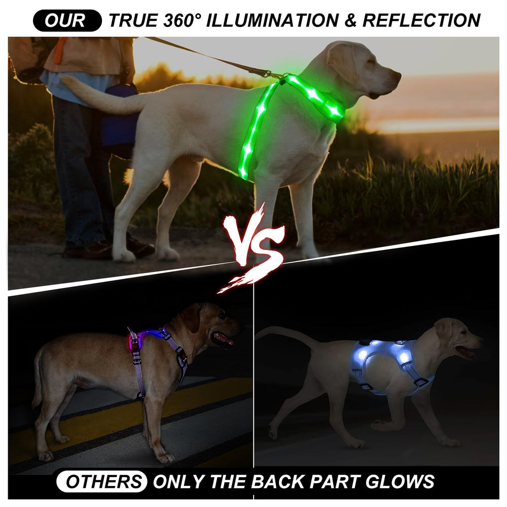 PZRLit light up dog vest back view showing reflective panel for daylight visibility.