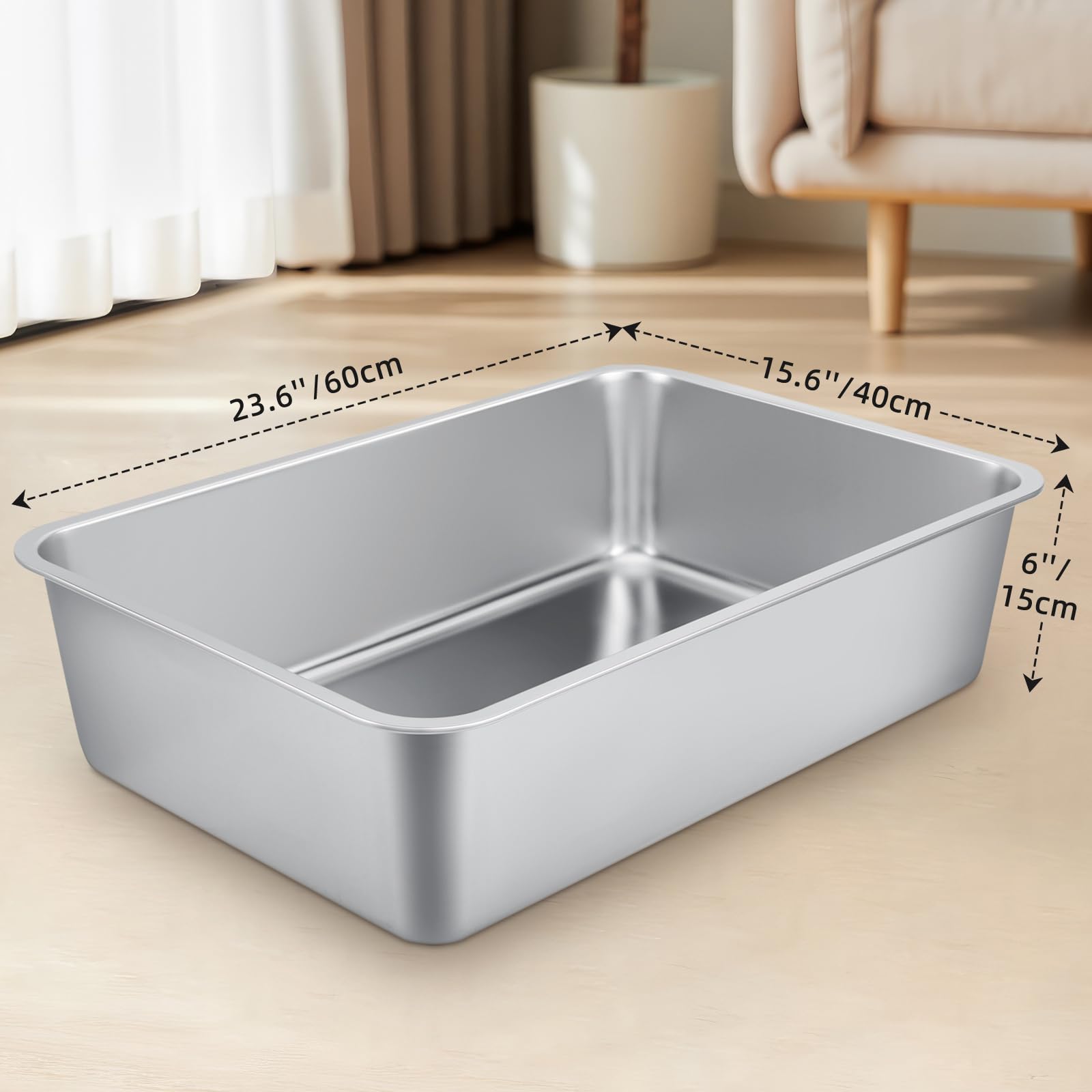 Qaestfy extra-large litter box side view shows stable, high-sided design for mess containment.