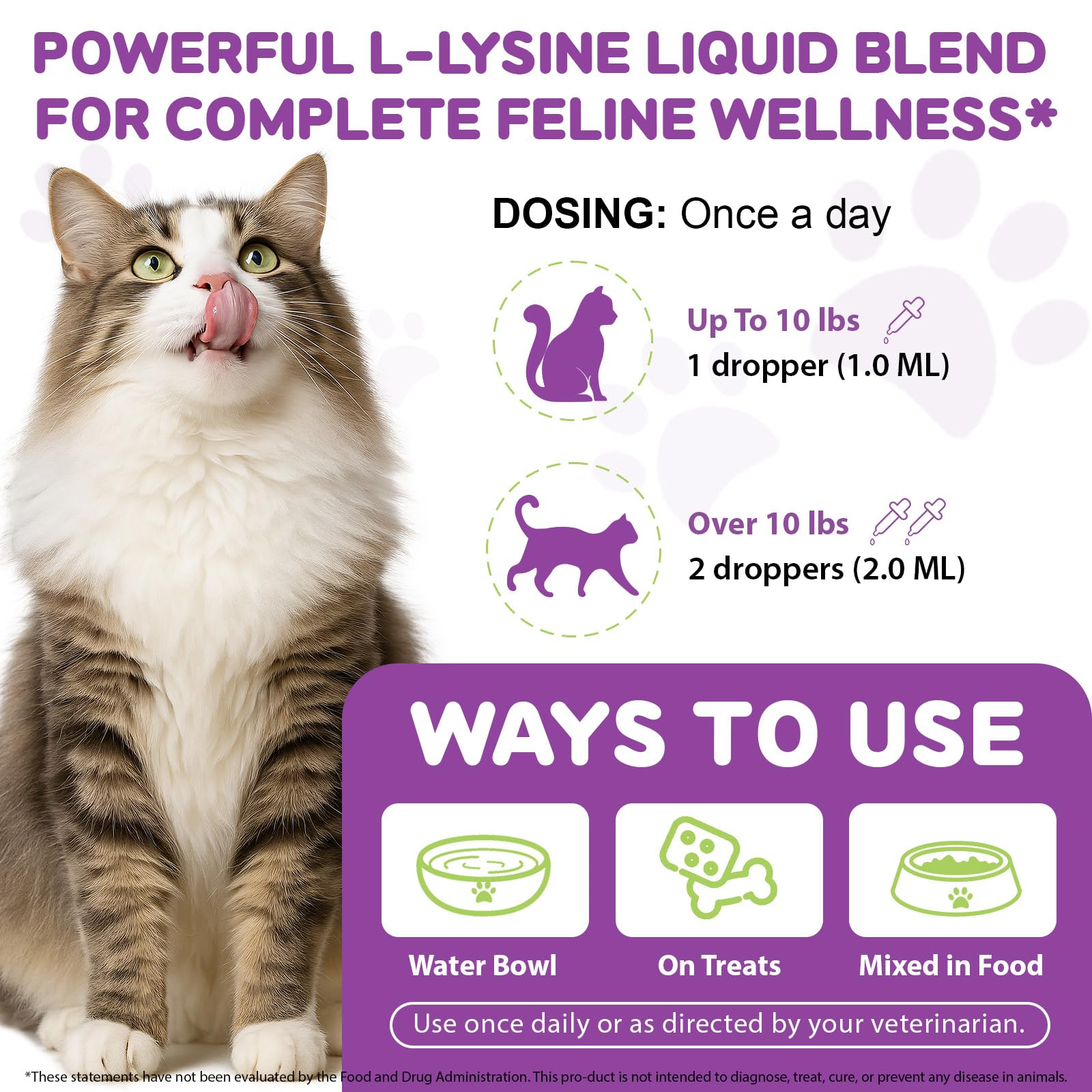 QAJCCXM L-Lysine Drops grain-free formula suits sensitive stomachs.