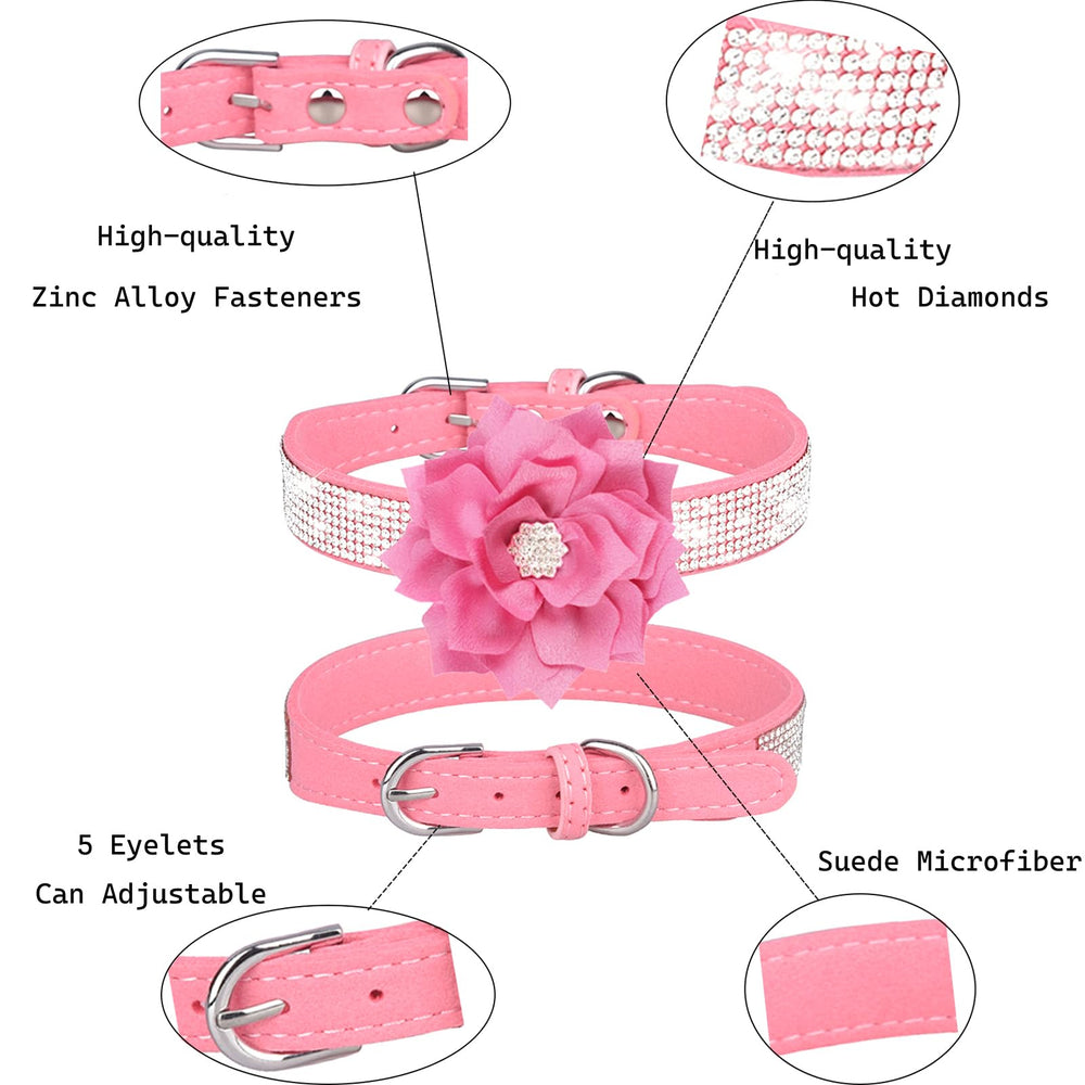 QAORD pink adjustable collar side view demonstrates six-eyelet sizing for a snug fit.