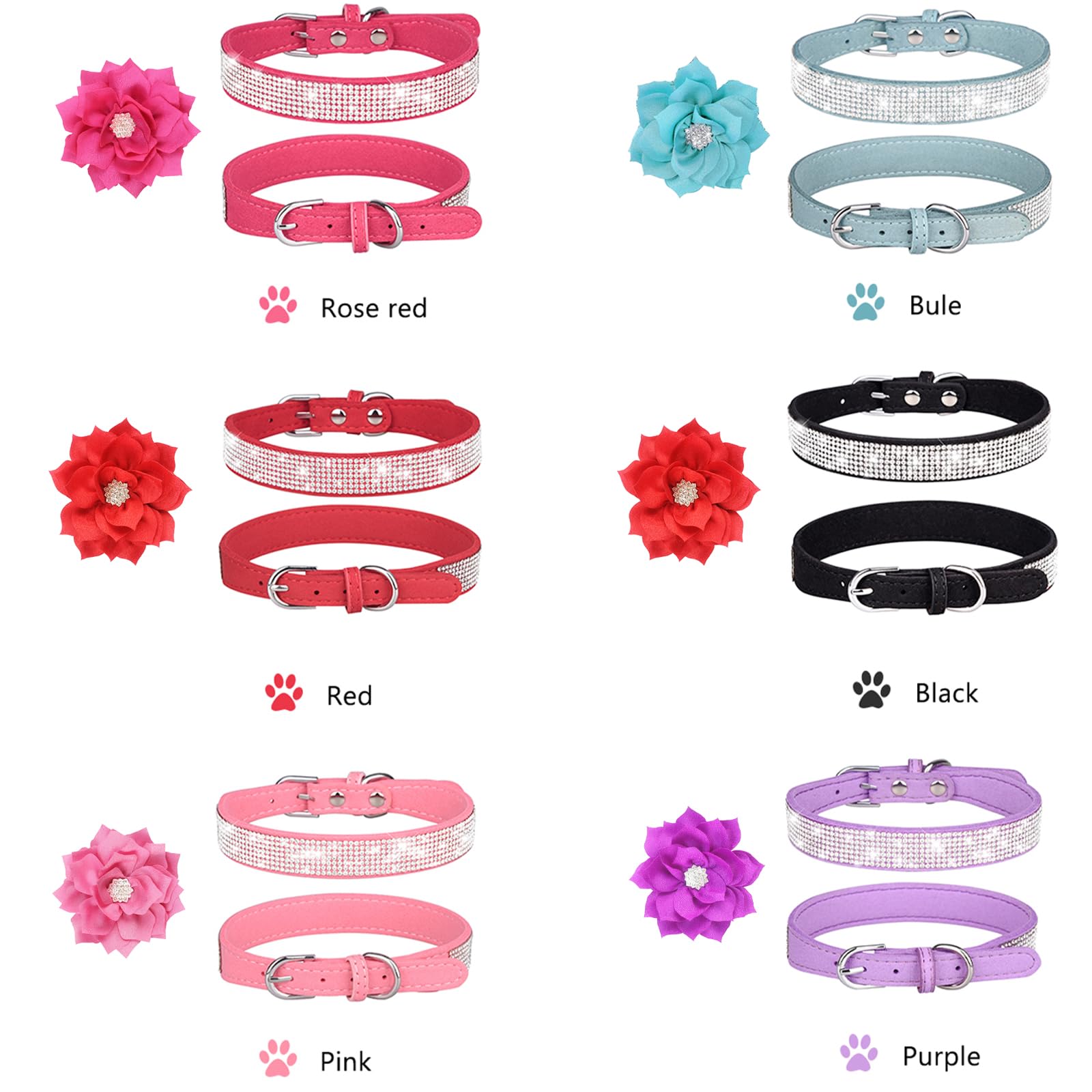 QAORD six-eyelets pink dog collar ready for growing pets and comfortable wear.