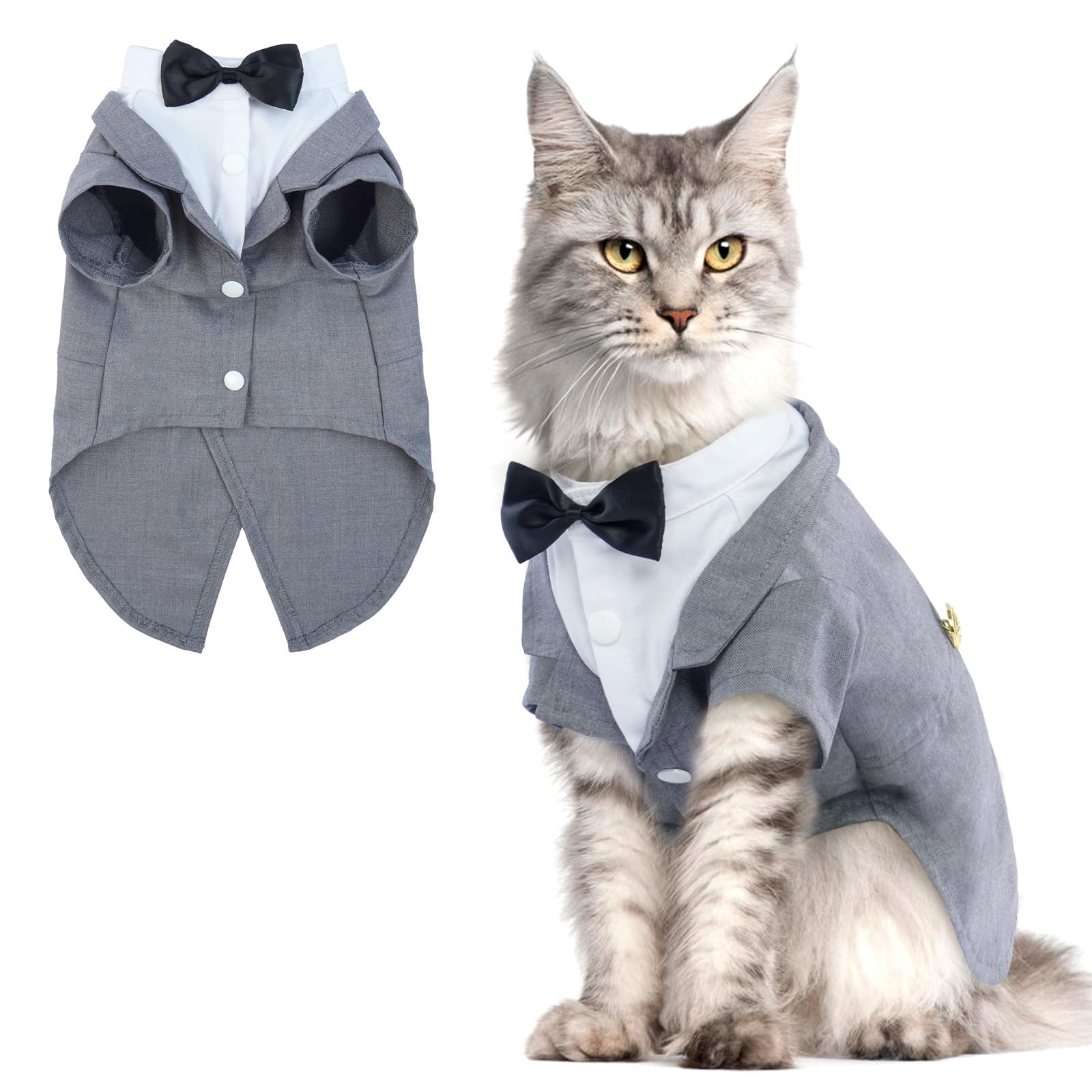 QBLEEV Cat Tuxedo Suit front view enhances cute formal look for photos.