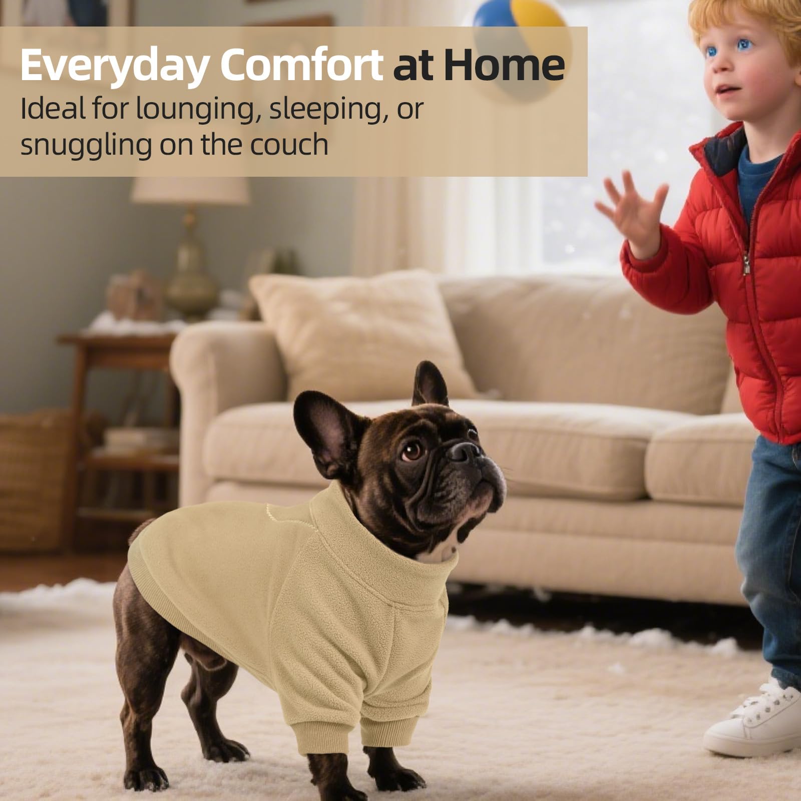 QBLEEV dog hoodie beige color offers versatile style for all seasons.