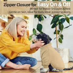 QBLEEV dog hoodie extended sleeves provide front leg coverage during active play.
