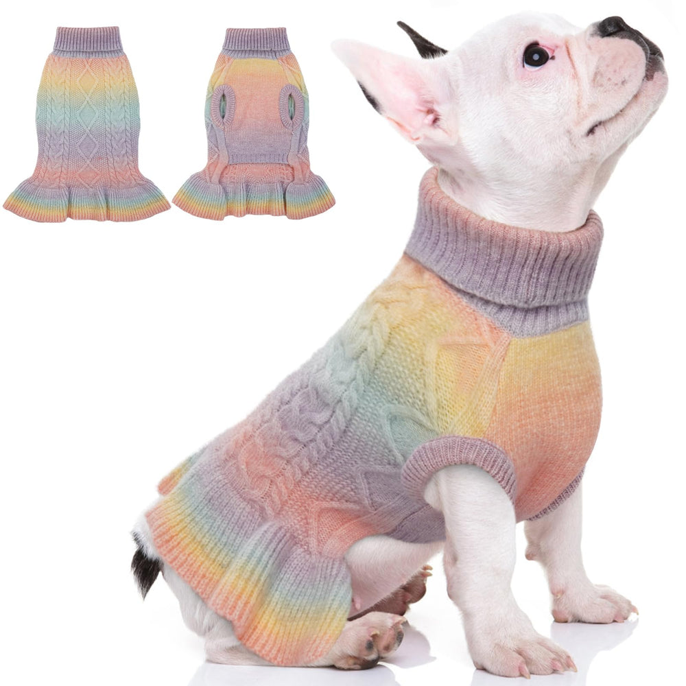 QBLEEV dog sweater dress Christmas pullover front shows cozy warmth for small dogs