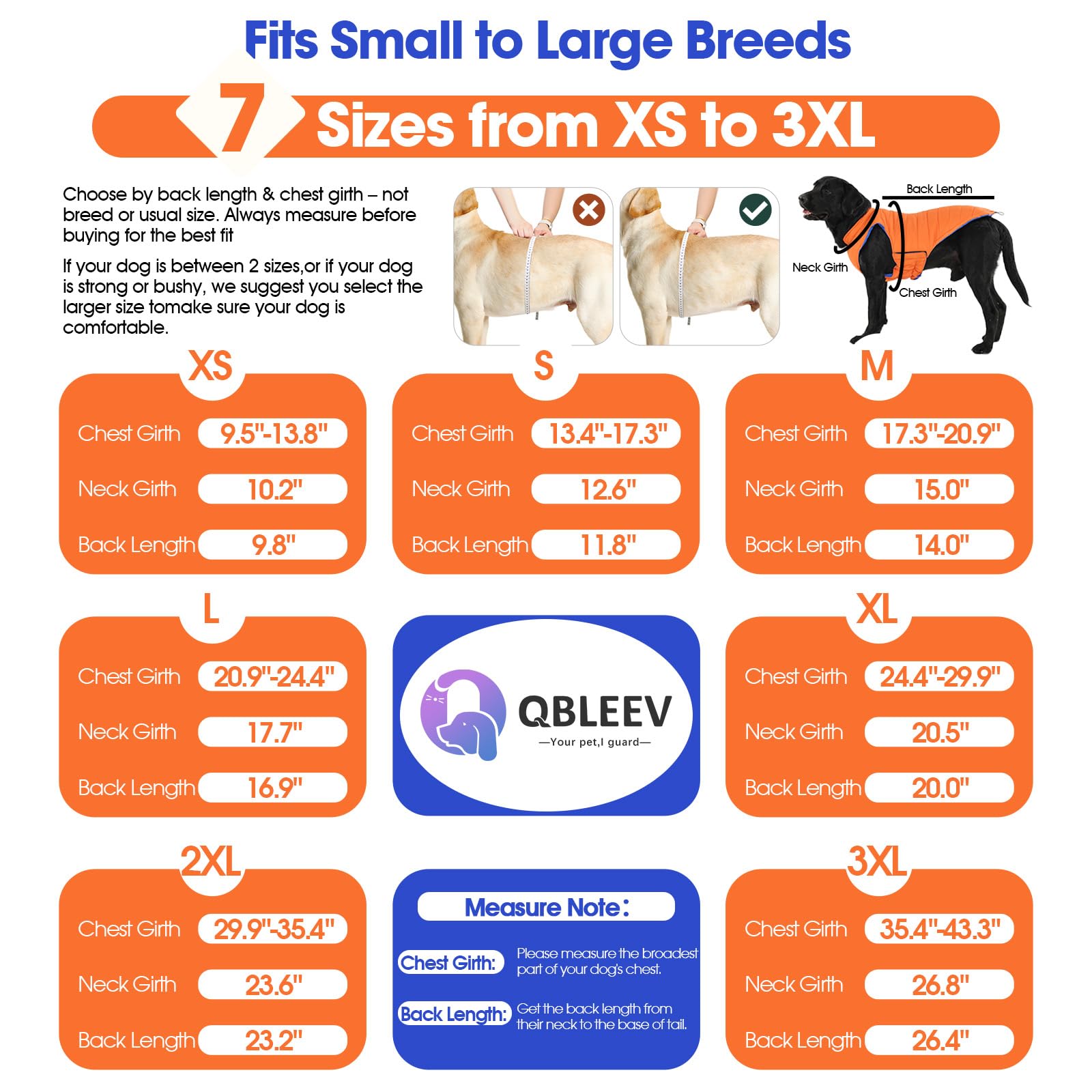 QBLEEV hook-and-loop closure coat, easy on/off with leash hole