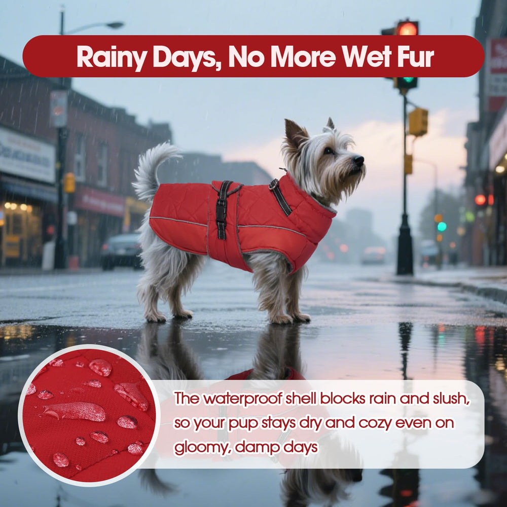 QBLEEV Warm Dog Jacket with reflective strips improves visibility in low light