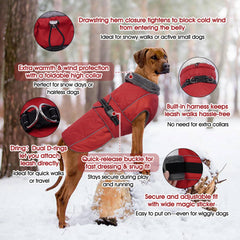 QBLEEV Warm Dog Jacket shows plush turtleneck for added warmth on chilly days
