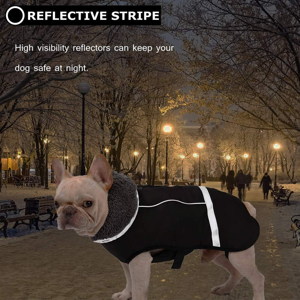 QBLEEV Warm Reflective Dog Jacket leash hole feature for easy dog control.