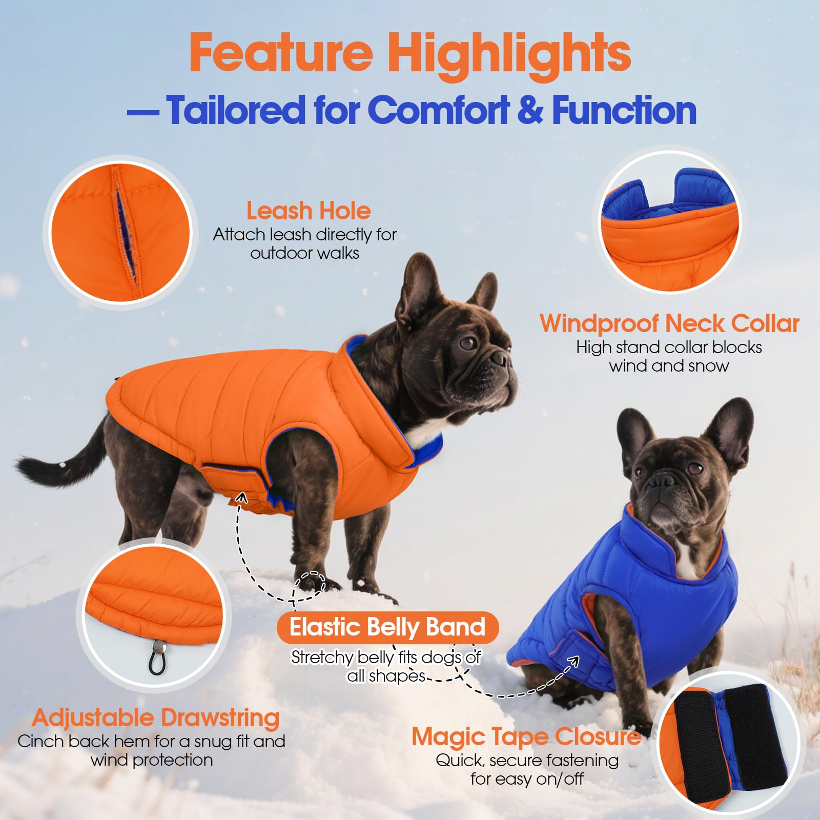 QBLEEV waterproof windproof dog coat, snow ready protection during outdoor adventures
