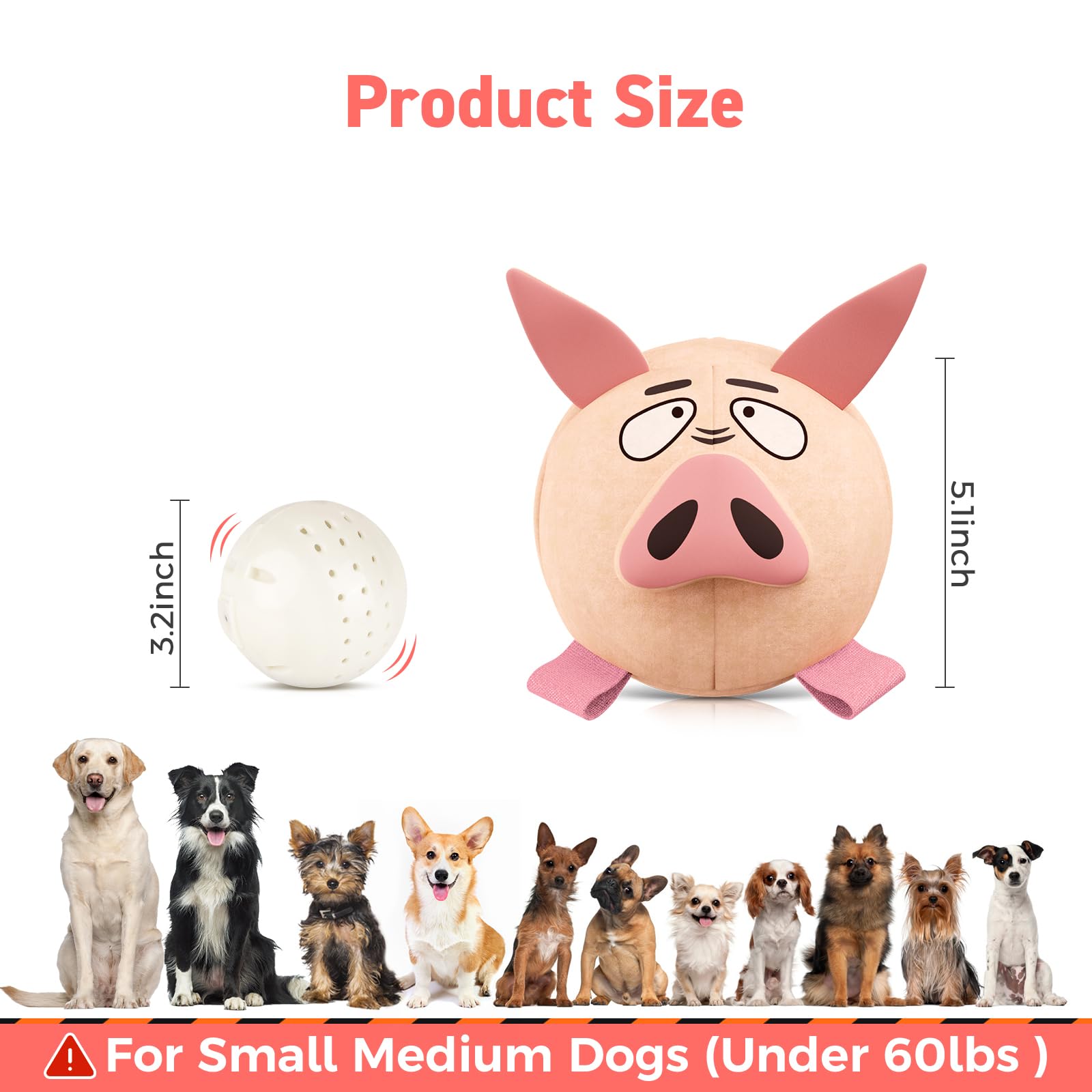 QDAN interactive dog ball packaging includes USB cable and manual
