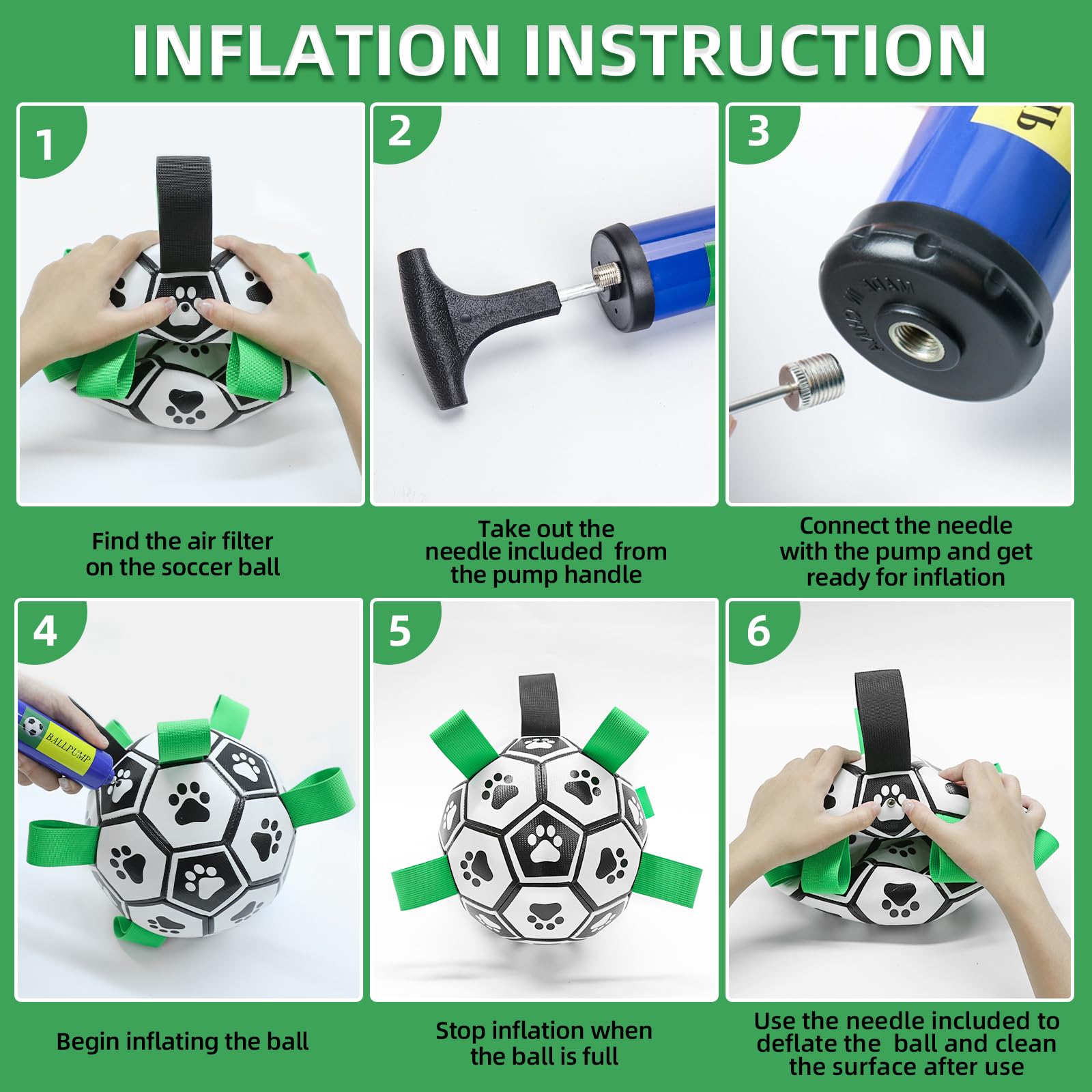 QDAN 9-inch soccer ball designed for dogs over 90 pounds.