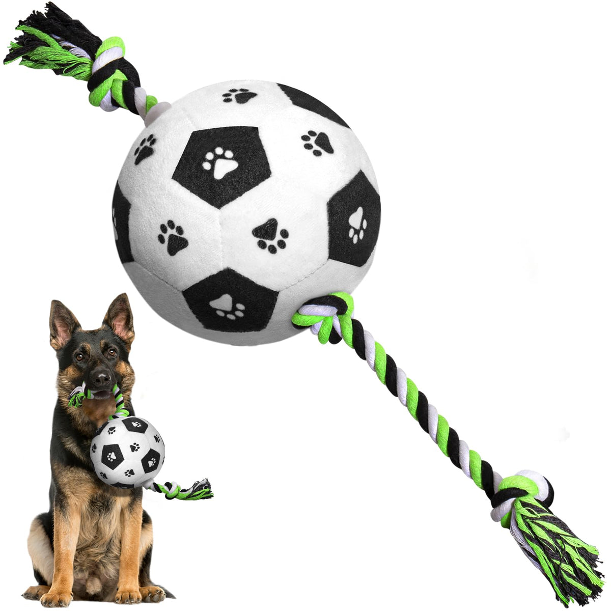 QDAN dog rope toy closeup highlighting durable cords for interactive play.