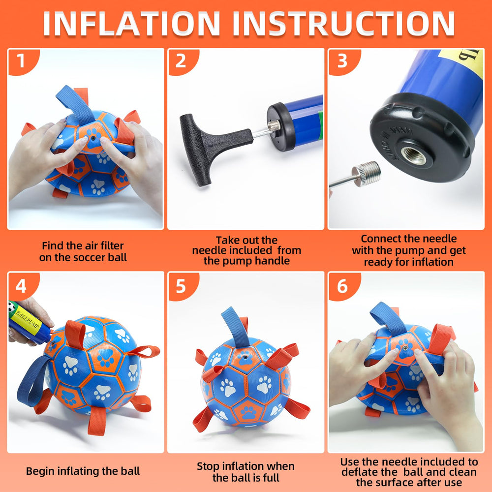 QDAN dog rope toy soccer ball blue orange 8in gift-ready option for birthdays