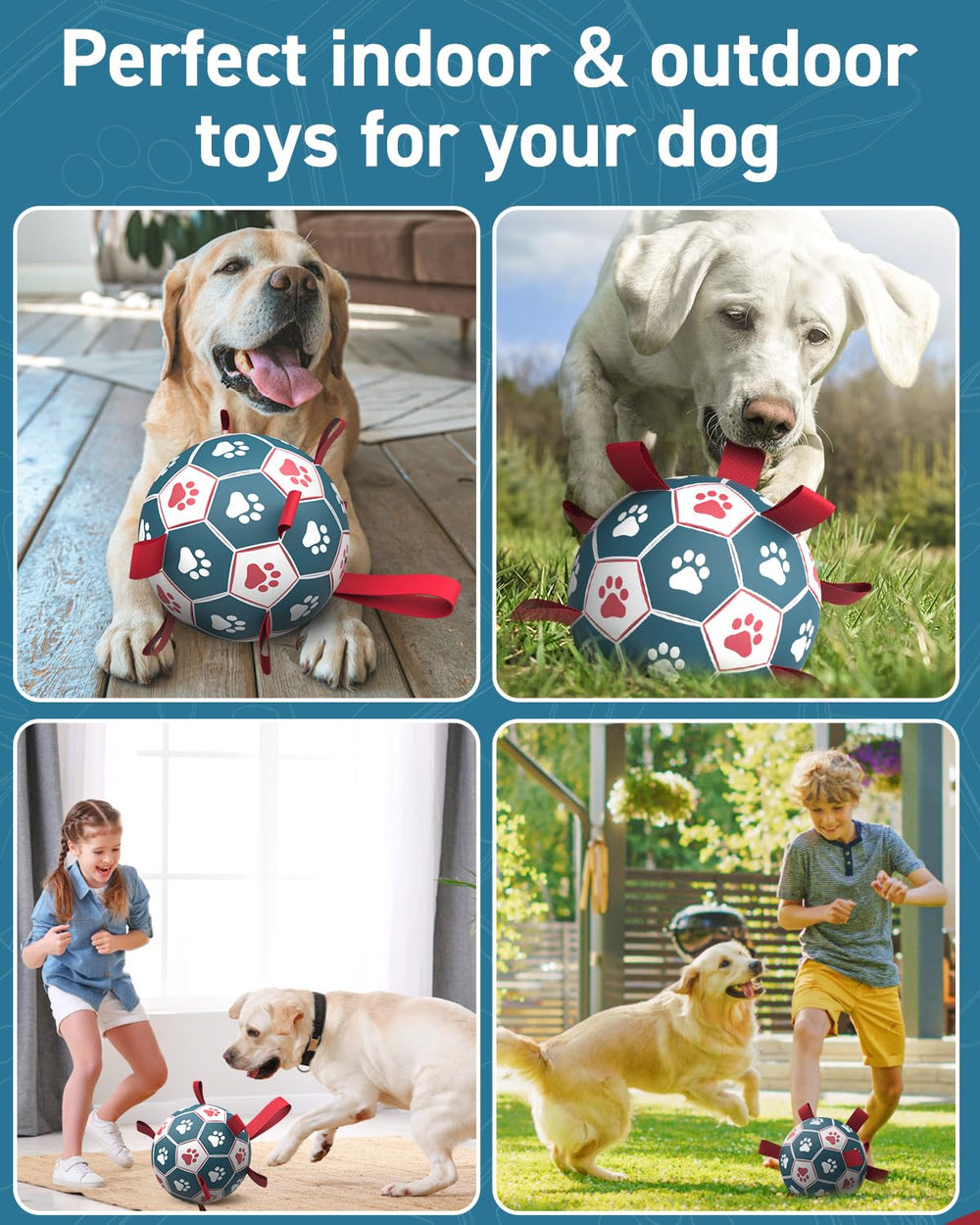 QDAN 10-inch dog ball in action with bounce for large breeds