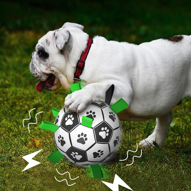 QDAN dog soccer ball 8-inch size suits medium to large dogs.