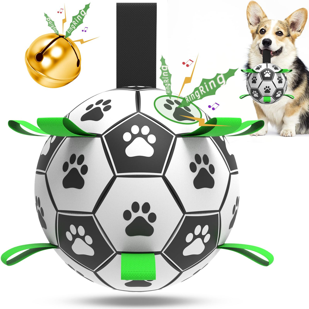 QDAN dog soccer ball with bell inside for engaging indoor play