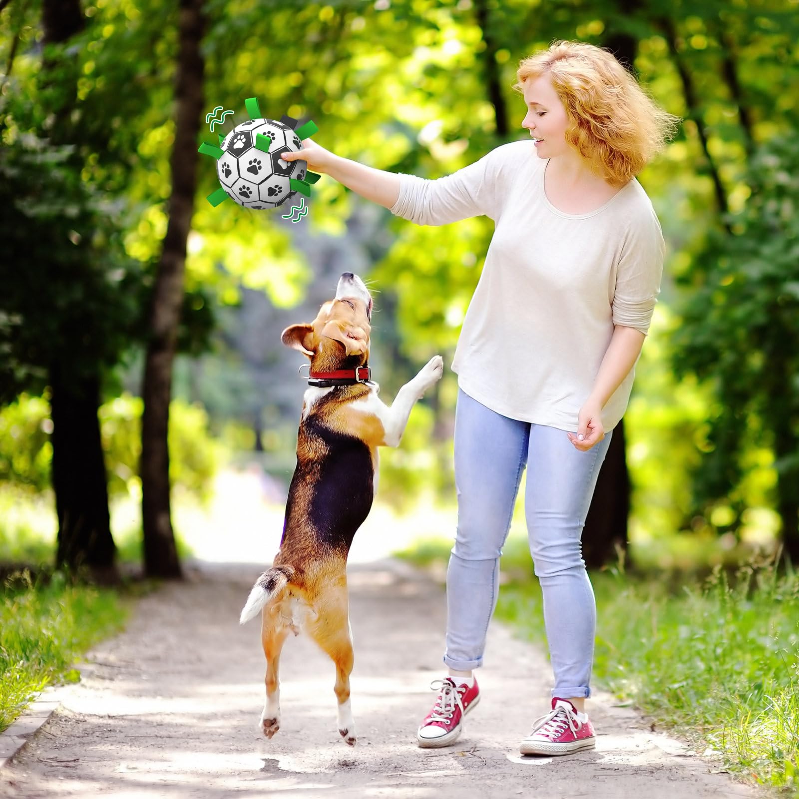 QDAN dog ball paw-print design attracts dogs' attention