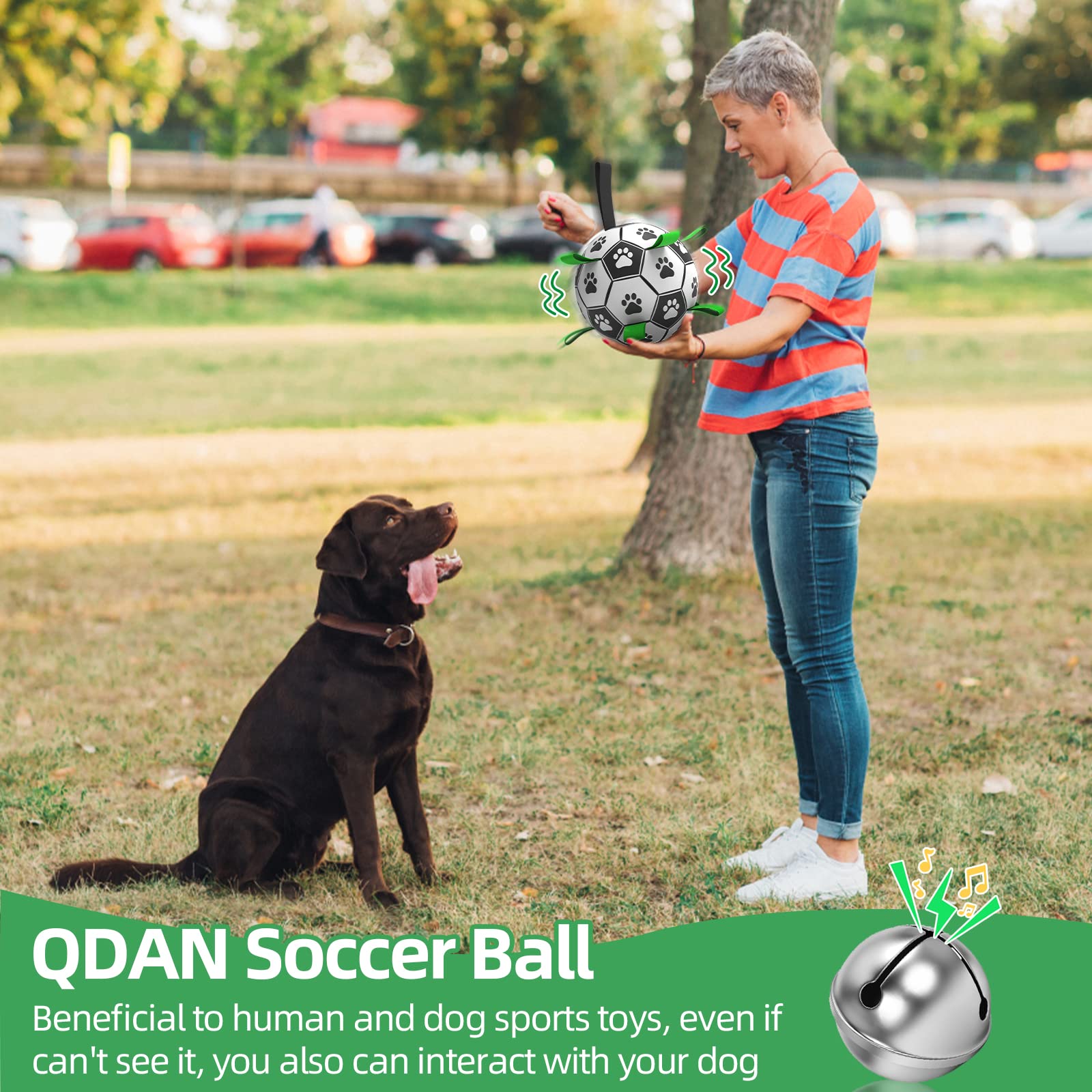 QDAN dog soccer ball paws print captures dog's attention during play.