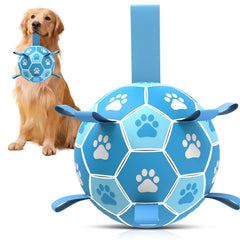 QDAN dog soccer ball with straps shows erratic bounce for lively fetch play