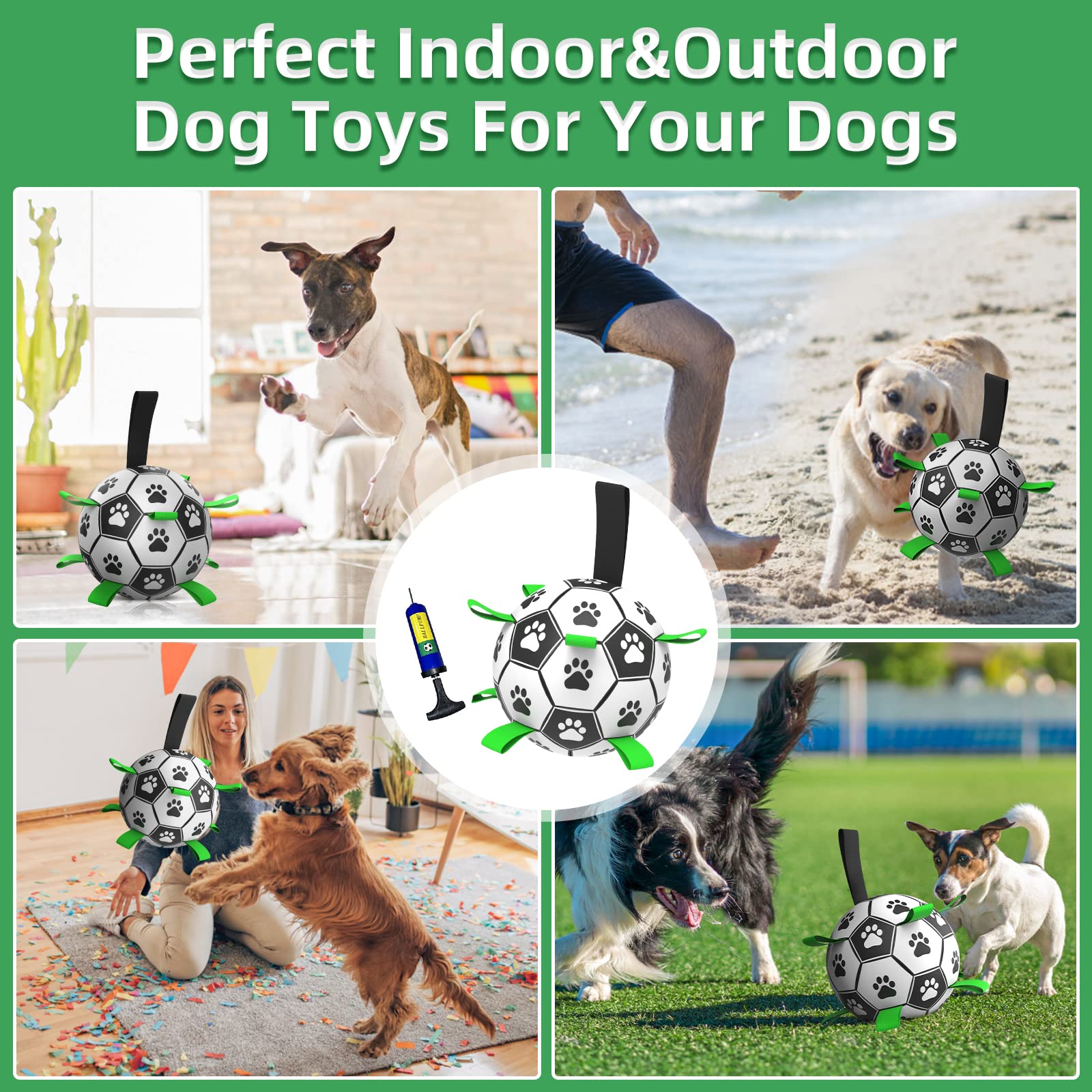 QDAN dog soccer ball surface rope detail helps dogs grab quickly.