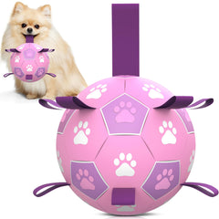 QDAN dog soccer ball with straps side view for energetic play and fetch