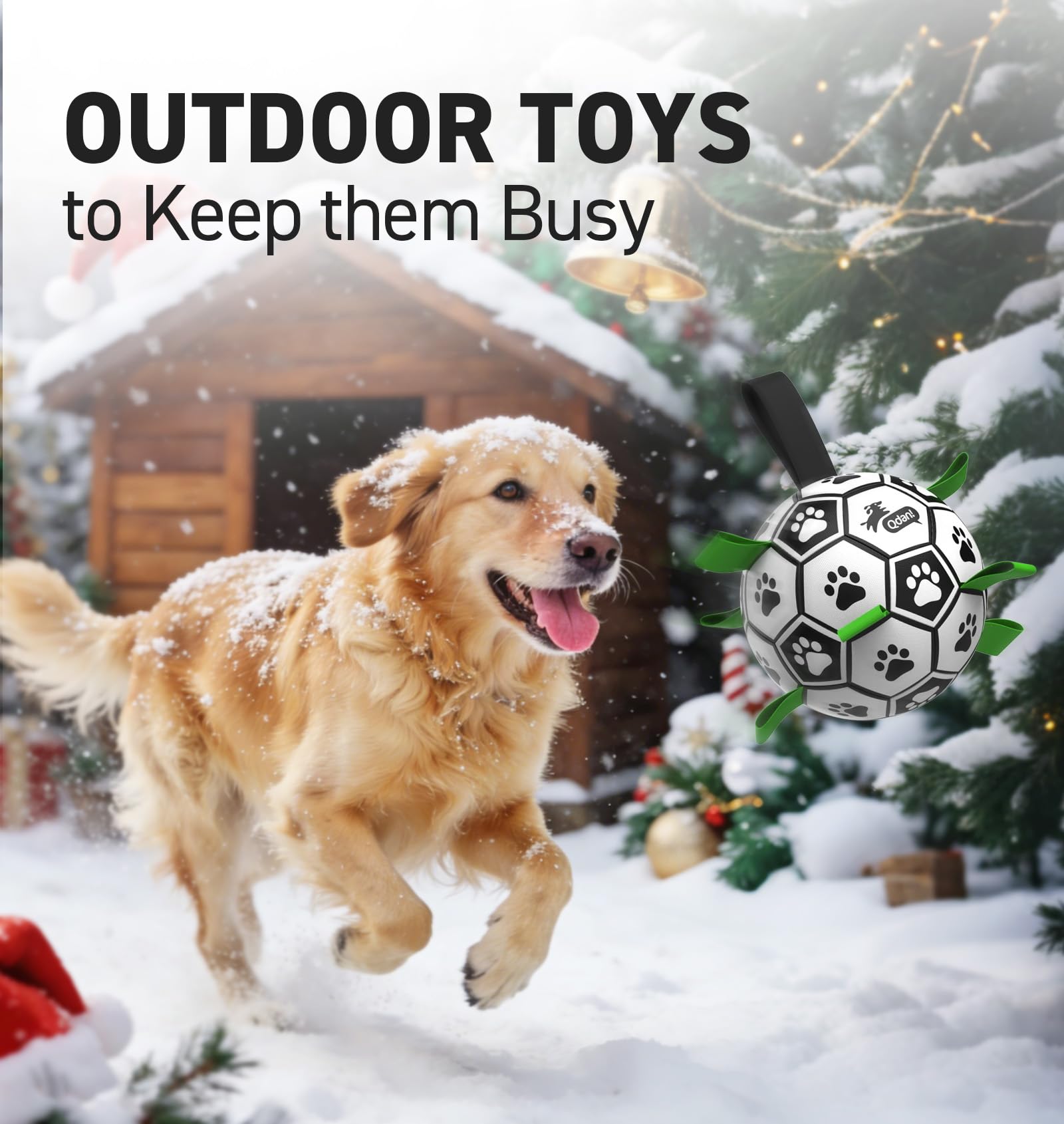QDAN durable PU dog ball with soft feel and longevity