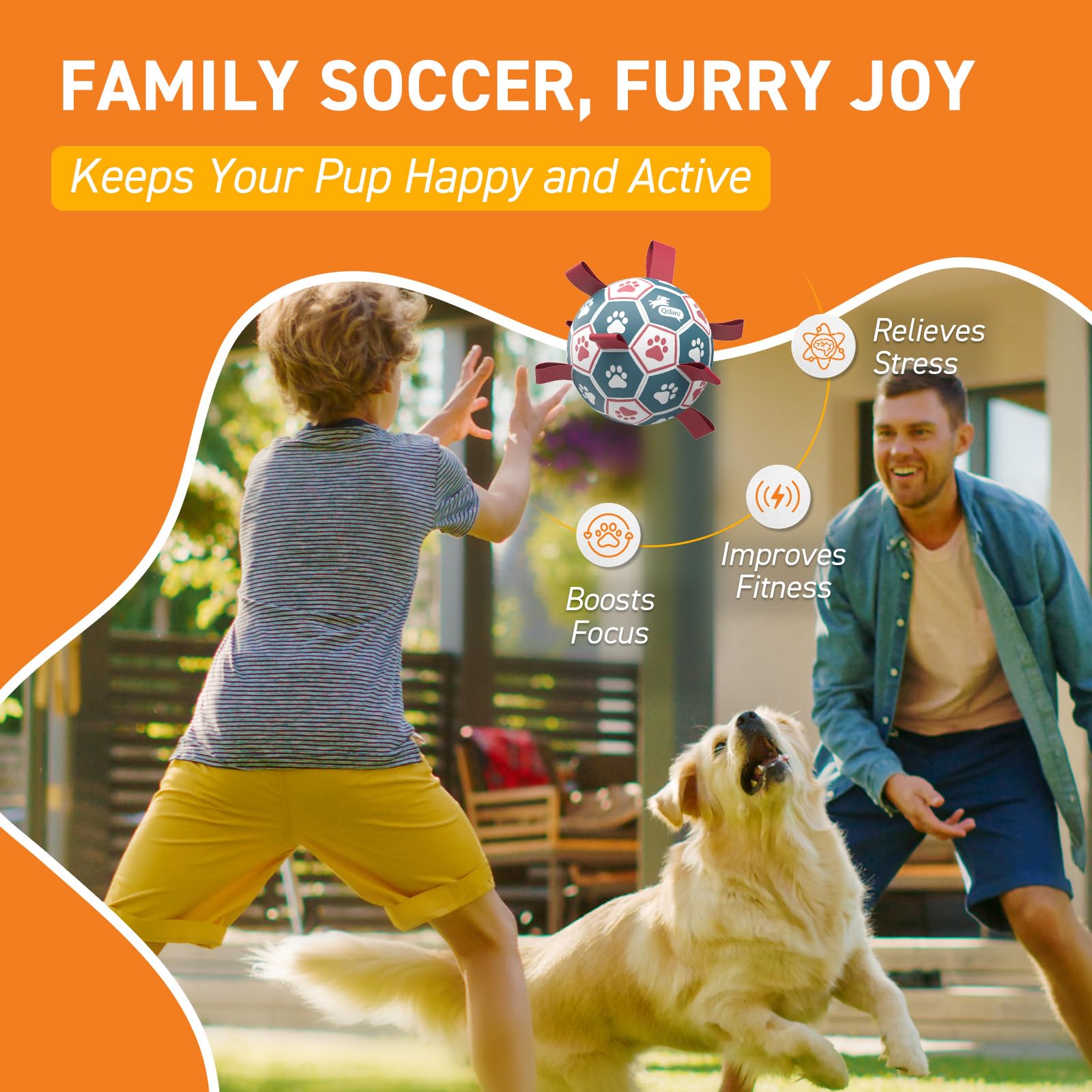 QDAN durable PU soccer texture ball resists chewing and high energy chases in daily play