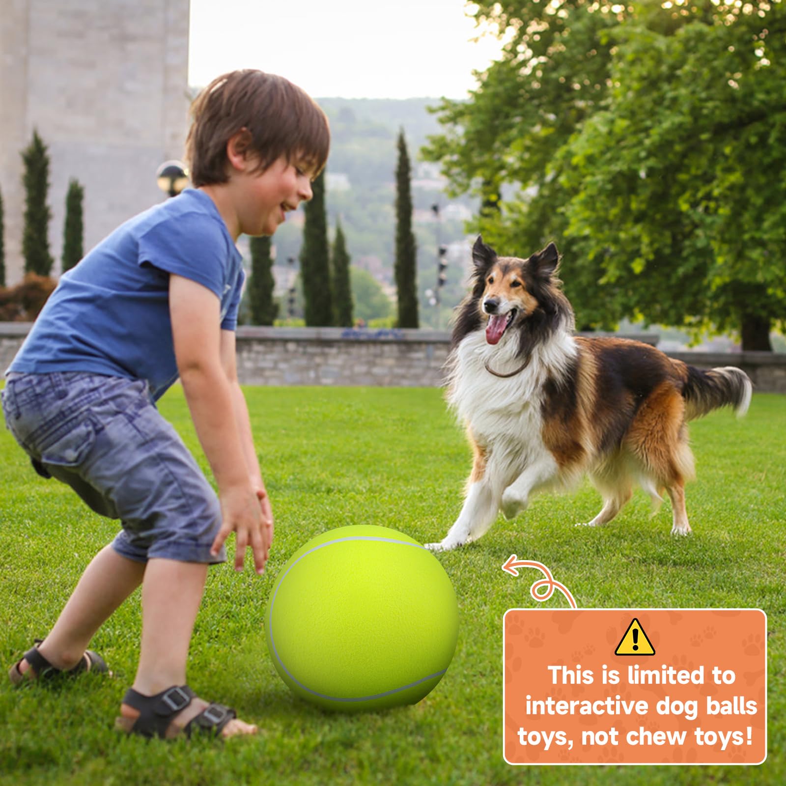 QDAN giant tennis ball for large breeds offers extended play opportunities and visual appeal.
