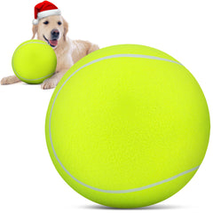 QDAN giant tennis ball toy in yellow, ideal for outdoor fetch and big breed play.