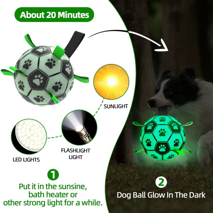 QDAN glow ball in dark shows bright neon light for nighttime training.
