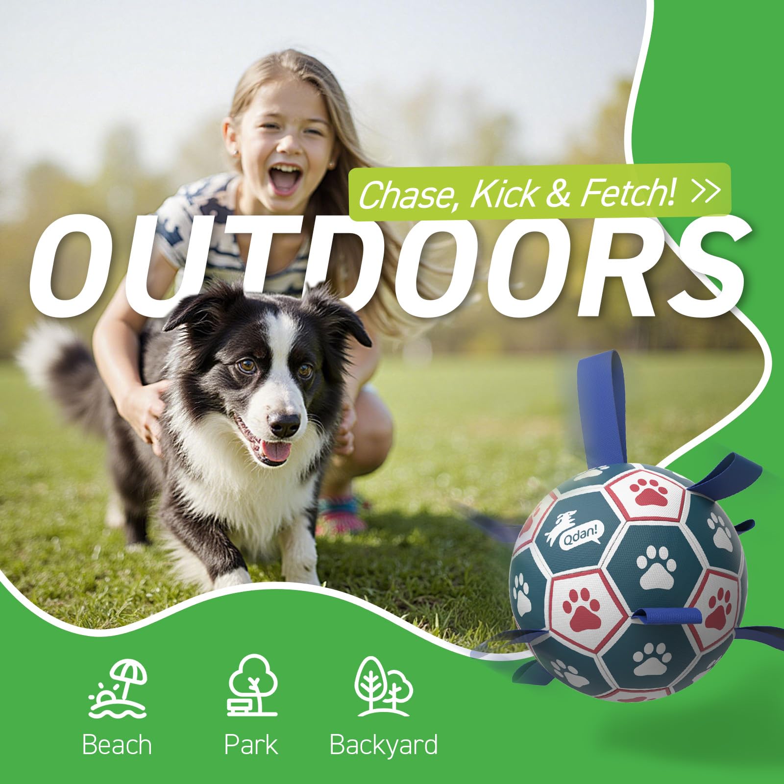 QDAN interactive dog toy with nine nylon straps encourages fetch and tug-of-war.