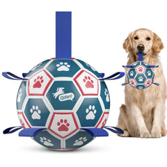 QDAN large dog ball with straps for tug enhances interactive play and training.