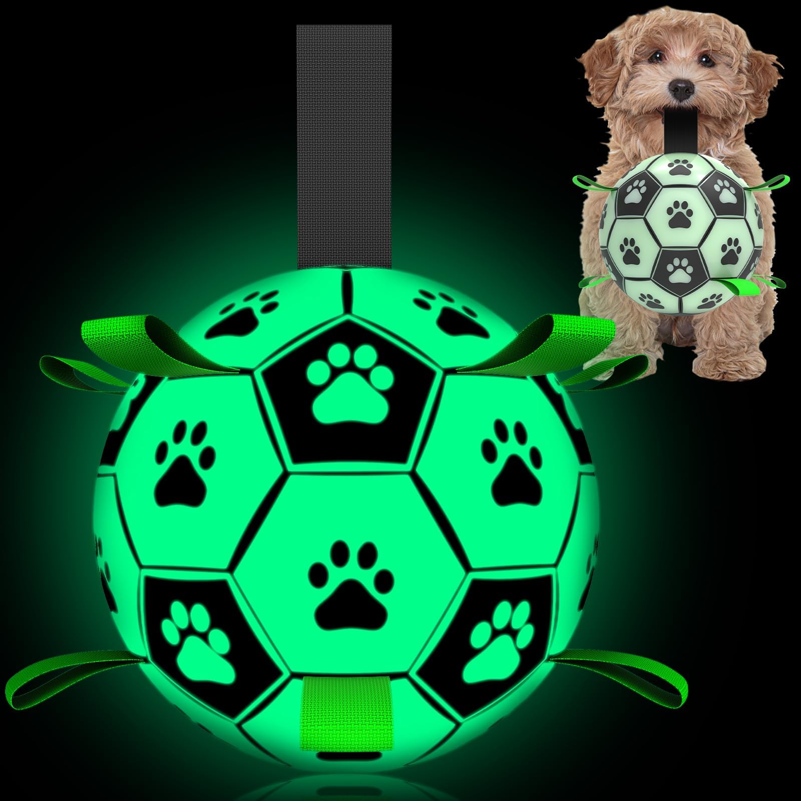 QDAN premium dog ball glowing in dark for safe nighttime play