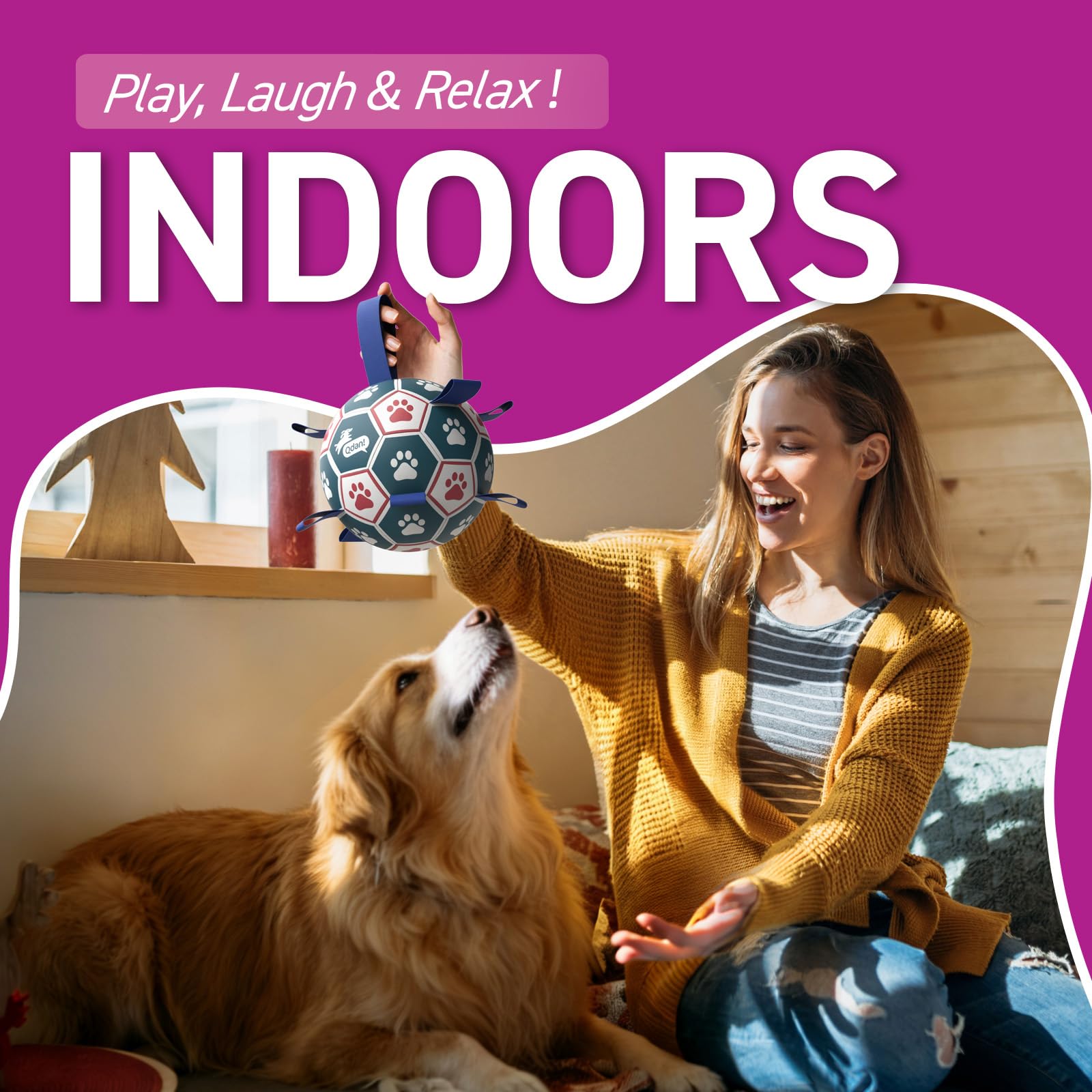 QDAN puppy toy with paw designs supports confident chase and play.