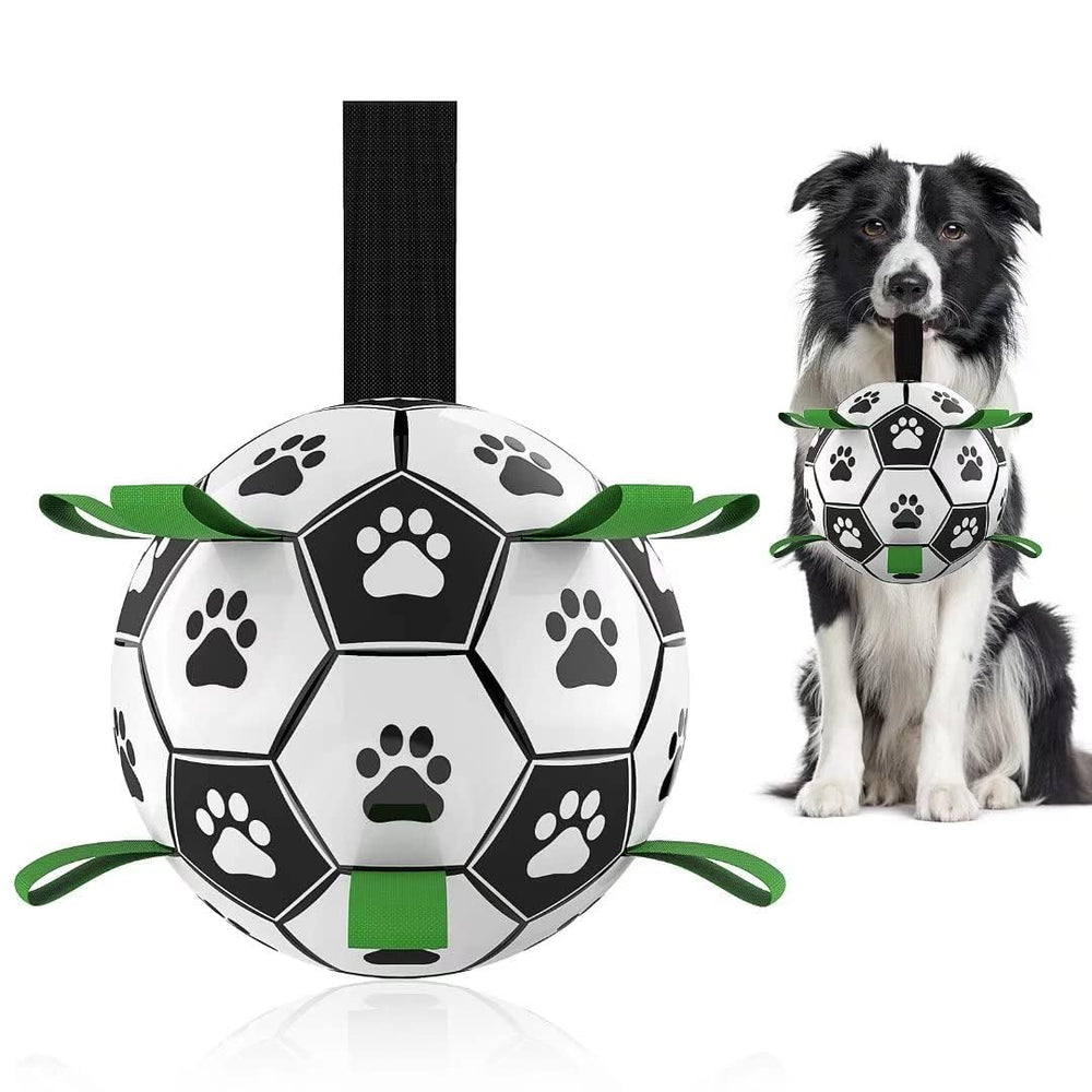 QDAN World Cup dog soccer ball with straps for interactive play and fetch