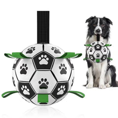 QDAN World Cup dog soccer ball with straps for interactive play and fetch
