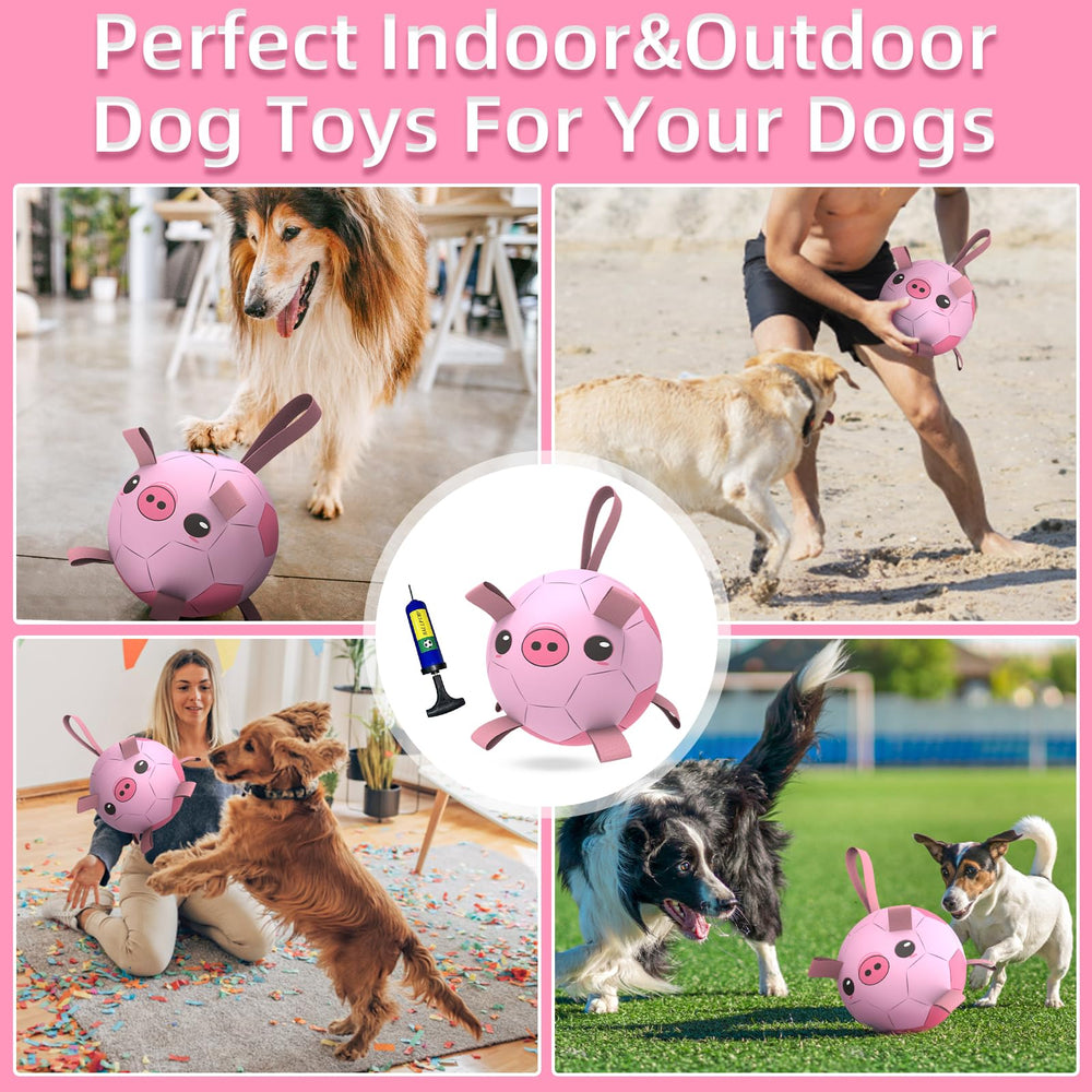 QDAN dog soccer ball with longer strap for easier throw and grip during training.