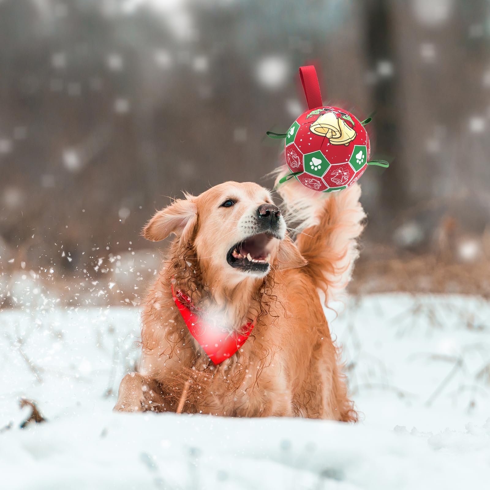 QDAN bola perruna con chirriador, diseño navideño para interiores y exteriores
