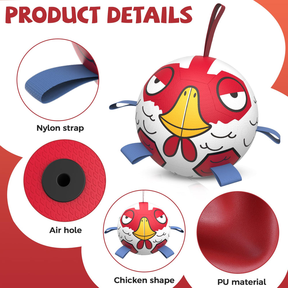 QDAN Chicken Dog Ball Toy with strap enhances tug of war sessions.