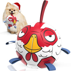 QDAN dog ball toy chicken ball side view inspires interactive play.