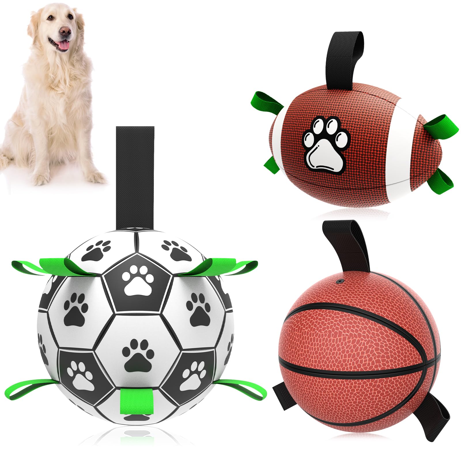 QDAN dog soccer ball toy 6-inch for interactive play, durable PU