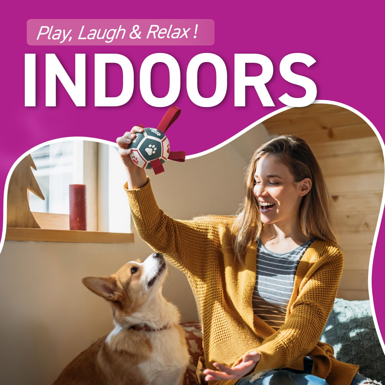 QDAN durable PU dog ball toy safe for chewing and long-lasting fun.